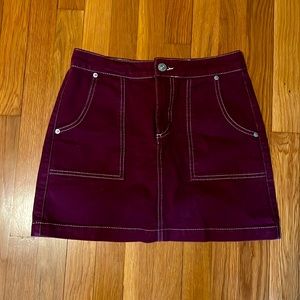 Burgundy Denim Skirt